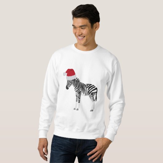Weihnachten Zebra Funny Animal mit Weihnachtsmannm Sweatshirt (Vorne ganz)