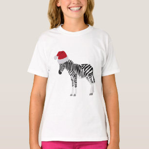 Weihnachten Zebra Funny Animal mit Weihnachtsmannm T-Shirt