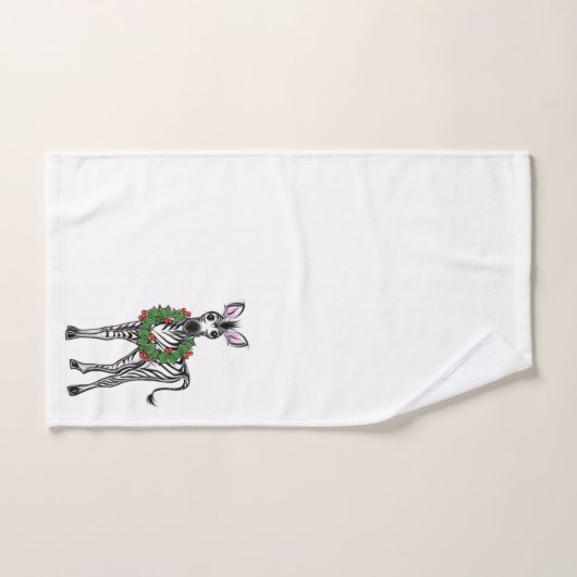 Weihnachten Zebra, Rot-Grün-Heiliger Kranz Badhandtuch Set (Handtuch)