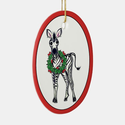 Weihnachten Zebra, Rot-Grün-Heiliger Kranz Keramik Ornament (Rechts)