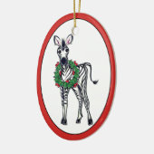 Weihnachten Zebra, Rot-Grün-Heiliger Kranz Keramik Ornament (Links)