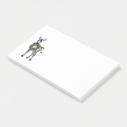 Weihnachten Zebra, Rot-Grün-Heiliger Kranz Post-it Klebezettel (angewinkelt)