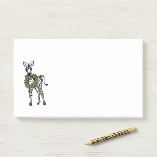 Weihnachten Zebra, Rot-Grün-Heiliger Kranz Post-it Klebezettel (Auf Schreibtisch)