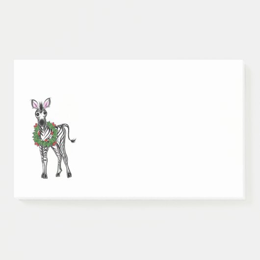 Weihnachten Zebra, Rot-Grün-Heiliger Kranz Post-it Klebezettel (Vorderseite)