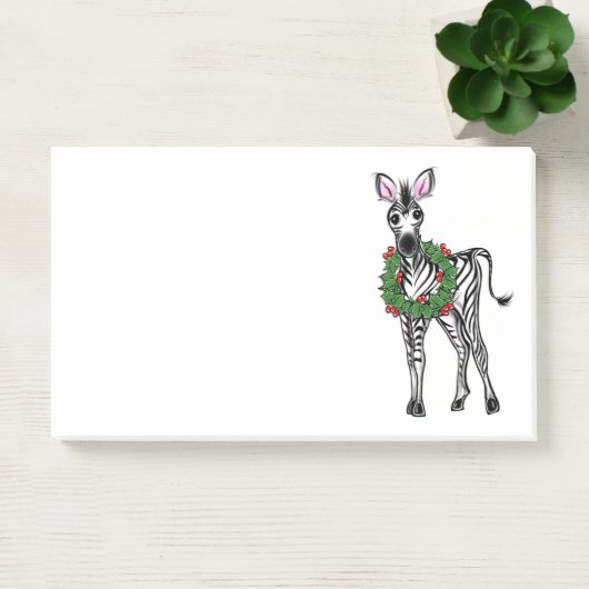 Weihnachten Zebra, Rot-Grün-Heiliger Kranz Post-it Klebezettel (Büro)