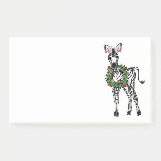 Weihnachten Zebra, Rot-Grün-Heiliger Kranz Post-it Klebezettel (Vorderseite)