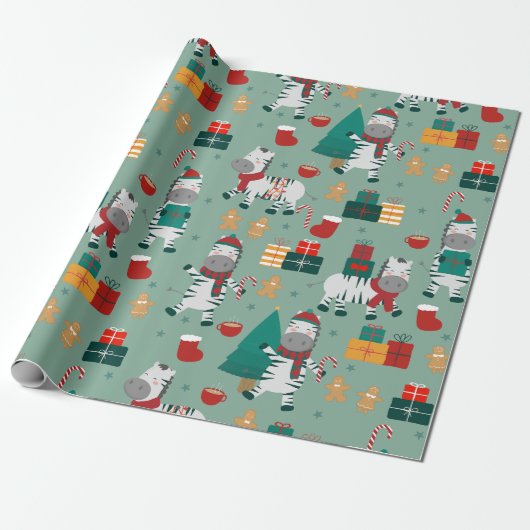 Weihnachten zebra santa Winterurlaub hässliche Wei Geschenkpapier (Ungerollt)
