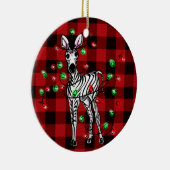 Weihnachten Zebra, Weihnachtskranz, karierte Rot Keramik Ornament (Rechts)