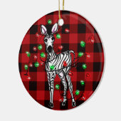 Weihnachten Zebra, Weihnachtskranz, karierte Rot Keramik Ornament (Links)