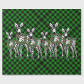 Weihnachten Zebras, Weihnachtskranz, grün kariert Geschenkpapier (Flach)