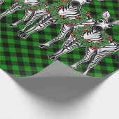 Weihnachten Zebras, Weihnachtskranz, grün kariert Geschenkpapier (Ecke)