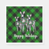 Weihnachten Zebras, Weihnachtskranz, grün kariert Serviette (Vorderseite)