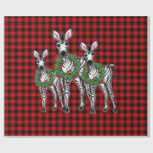 Weihnachten Zebras, Weihnachtskranz, rot kariert Geschenkpapier (Flach)
