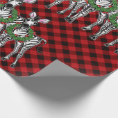 Weihnachten Zebras, Weihnachtskranz, rot kariert Geschenkpapier (Ecke)