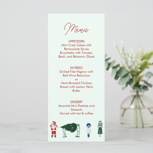 Weihnachten Zeichnend Menükarte (Stehend Vorderseite)