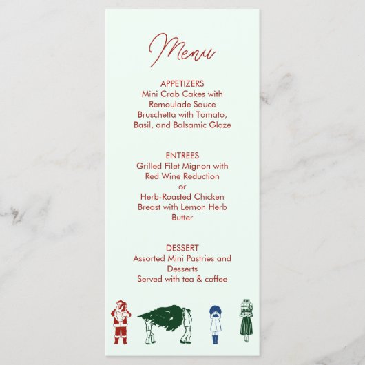 Weihnachten Zeichnend Menükarte (Vorderseite)