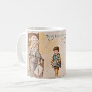 Weihnachten Zeichnend Oma Grandchild Kaffeetasse