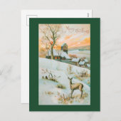 Weihnachten zeigt Winterlandschaft und Hirsch (Vorne/Hinten)