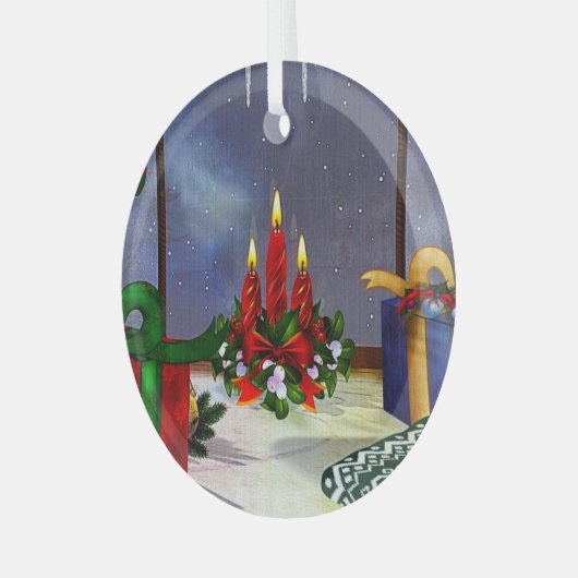 Weihnachten Zeit Reflektionen Ornament Aus Glas (Vorderseite links)