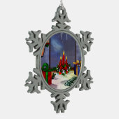 Weihnachten Zeit Reflektionen Schneeflocken Zinn-Ornament (Links)