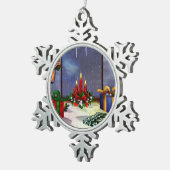 Weihnachten Zeit Reflektionen Schneeflocken Zinn-Ornament (Rechts)