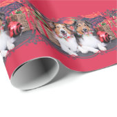 Weihnachten - Zena u. Verpacker - Shelties Geschenkpapier (Rolleneckpunkt)