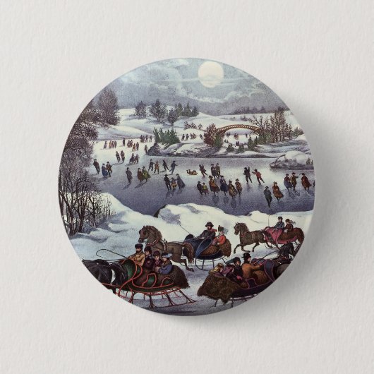 Weihnachten, Zentralpark im Winter Button (Vorderseite)