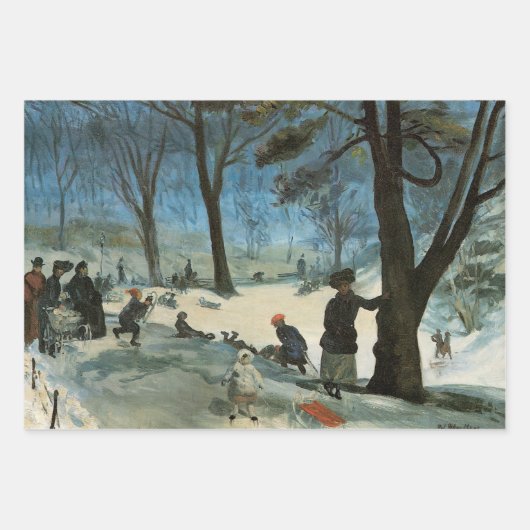Weihnachten, Zentralpark im Winter Glackens Geschenkpapier Set (Vorderseite 2)