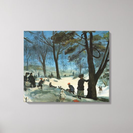 Weihnachten, Zentralpark im Winter Glackens Leinwanddruck (Vorderseite)