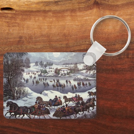 Weihnachten, Zentralpark im Winter Schlüsselanhänger (Vorderseite)