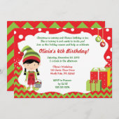 Weihnachten Zickzack Elf Geburtstag Einladung (Vorne/Hinten)