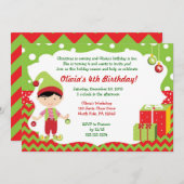 Weihnachten Zickzack Junge Elf Geburtstag Einladun Einladung (Vorne/Hinten)