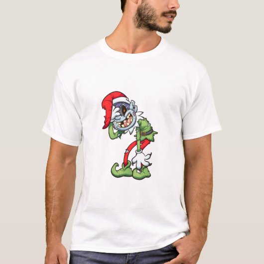 Weihnachten-Zombie-Elch mit bösen Lächeln T-Shirt (Vorderseite)