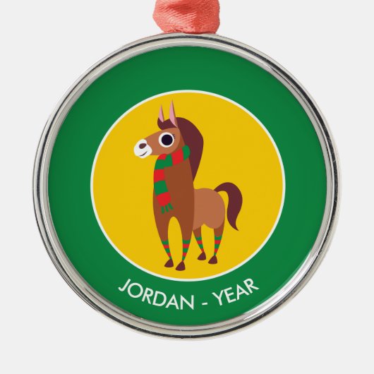 Weihnachten Zora das Pferd Ornament Aus Metall (Vorne)