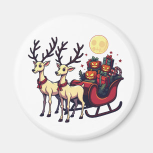 Weihnachten zu Halloween Reindeer Pumpkin-Geschenk Magnet