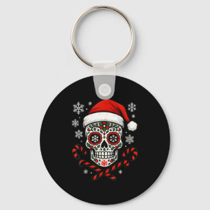 Weihnachten Zucker Calavera-Totenkopf Santa Hut Zu Schlüsselanhänger