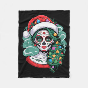 Weihnachten Zucker-Schädel-Kunst Frau Weihnachtsma Fleecedecke