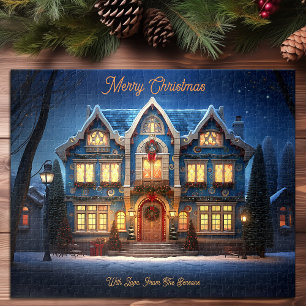 Weihnachten Zuhause Snowy Winter Night Sky Holiday Puzzle