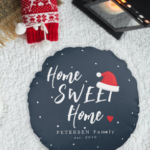 Weihnachten Zuhause süße Heimat Santa-Hut Familien Rundes Kissen