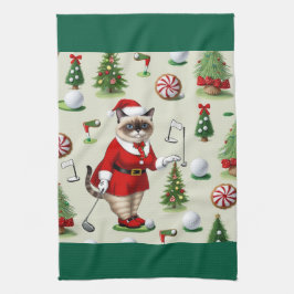 Weihnachten zum Thema Golf für Cat Lover Golfer Geschirrtuch