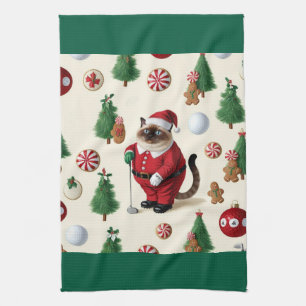 Weihnachten zum Thema Golf für Cat Lover Golfer Geschirrtuch