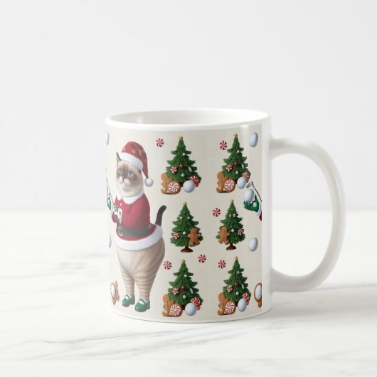 Weihnachten zum Thema Golf für Cat Lover Golfer Kaffeetasse (Rechts)