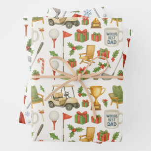 Weihnachten zum Thema Golf Vater Vater Geschenkpapier Set