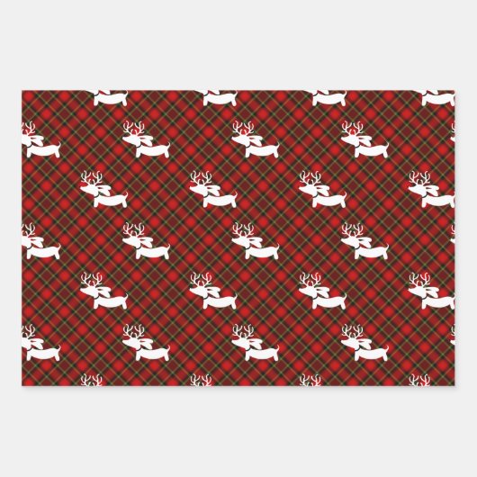 Weihnachten zum Thema Karierte Dackel Geschenkpapier Set (Vorderseite 2)