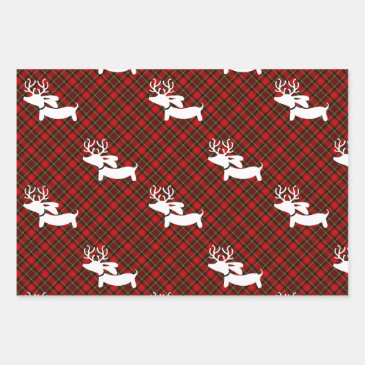 Weihnachten zum Thema Karierte Dackel Geschenkpapier Set (Vorderseite)