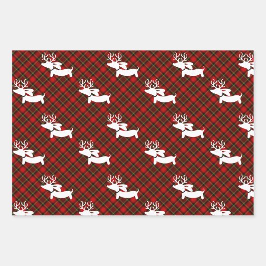 Weihnachten zum Thema Karierte Dackel Geschenkpapier Set (Vorderseite 3)