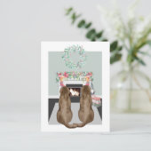 Weihnachten Zwei Choc Labrador Hunde Feuerplatz Sz (Stehend Vorderseite)