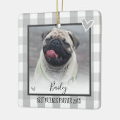 Weihnachten Zwei Fotos Land Karierte Haustiere Keramikornament (Links)