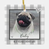 Weihnachten Zwei Fotos Land Karierte Haustiere Keramikornament (Vorderseite)