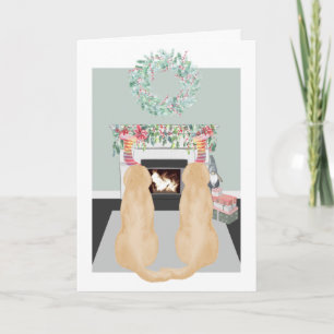 Weihnachten Zwei gelbe Hunde Labrador Feuerplatz S